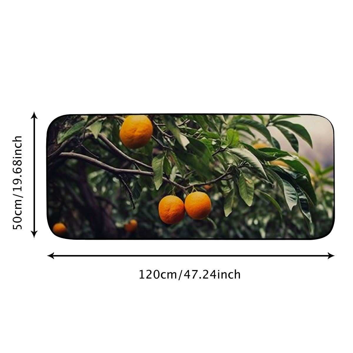 PHYHOO Decorative Door Mat, Door Mat with Non-Slip Rubber Backing, Easy Cleaning, Traps Dirt, Rug for Entry, Patio, Garage - Orange Tree Nature Branch Green Plant Fruit 19.68*47.24 in