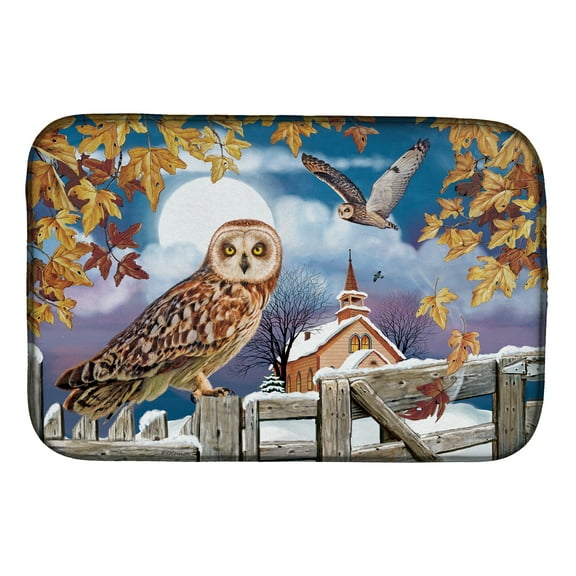 Short-Eared Owl In The Churchyard Dish Drying Mat