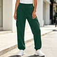 thumbnail image 4 of Fnooota Women's Joggers with Pockets, Relaxed Fit Elastic Waist Fall Running Drawstring Athletic Pants Jogger Pants Army Green Size L, 4 of 7