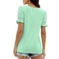 thumbnail image 6 of Short Sleeve Shirts for Women, Xunlbb Women's Casual Solid Square Neck Loose Short Sleeve T-shirt Blouses(Mint Green,S), 6 of 7