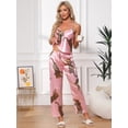 thumbnail image 2 of DARING DIVA Women's Leopard Satin Silky Soft V Neck Spaghetti Pants Pajama Set L Pink, 2 of 7