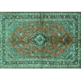 thumbnail image 1 of Ahgly Company Machine Washable Indoor Rectangle Medallion Turquoise Blue Traditional Area Rugs, 7' x 10', 1 of 4