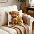 thumbnail image 5 of Bomd Highland Cow Decorative Throw Pillow Covers , Decorative Floral Farm Animal Design, Modern Square Home Decorative Pillowcases Cushion Cases for Sofa Bed Chair, 17.7x17.7 Inch, 5 of 6