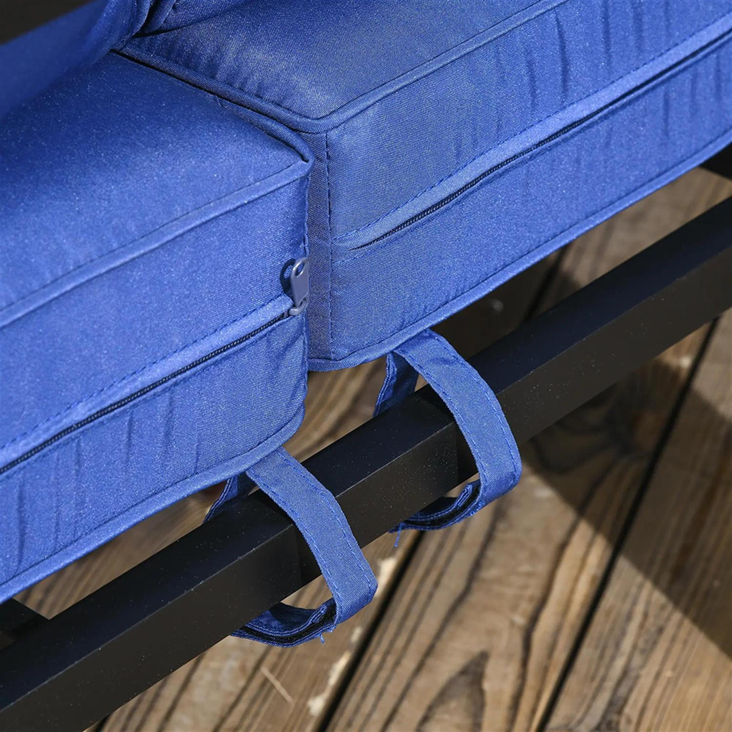 Demi Bonn Outdoor Loveseat Sofa Aluminum Patio Furniture with Wide Armrests, All-Weather Metal Outdoor Couch with Cushions, Blue