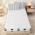 thumbnail image 4 of Erosebridal Classic Retro Black Dot Zipper Full Size Comforter Sets with Fitted Sheet and 2 Pillowcases,Micro Cross Dot Reverse Border Zipper Bedding Set,Pure White Jet,4pcs,Reversible, 4 of 6