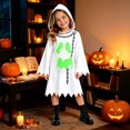thumbnail image 2 of REDARER Kids Halloween Ghost Hooded Dress with Ghost Print Chain Decor Jagged Hem Long Bell Sleeve for Trick or Treat Cosplay Party School DressâUp Outfit,3-4 Years, 2 of 7