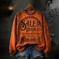 thumbnail image 2 of Sweatshirts for Women Vintage Washed Salem Broom Witch Theme Printed Crew Neck Long Sleeve Pullover Relaxed Casual Fall Halloween Top Saffron S, 2 of 4