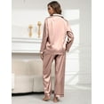 thumbnail image 5 of Silk Satin Pajamas for Women Set 2 Piece Silk Pjs Long Sleeve Top Cozy Sleepwear Silky Pajamas, 5 of 6