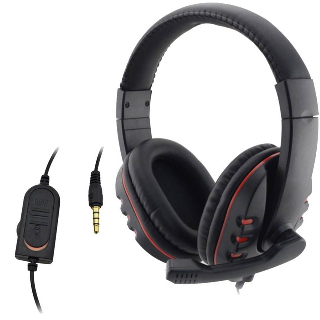 Morza pour Le Remplacement PS4 Ordinateur de 3,5 mm Grand Casque Microphone Filaire Rouge Noir Gaming Headset 
