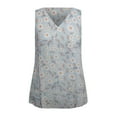 thumbnail image 3 of Camiseta sin mangas con estampado de margaritas sin mangas con cuello en V informal de verano para mujer Pompotops  lopia995733, 3 of 4