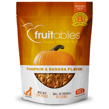 Fruitables Baked Dog Treats – Pumpkin Treats for Dogs – Healthy Low Calorie Treats – Free of Wheat, Corn and Soy – Pumpkin and Banana – 12 Ounces