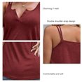 thumbnail image 4 of Top sin mangas con cuello en V, tirantes de color puro, correa para el hombro doble, camisa de moda informal cómoda para mujer, rojo vino XL, 4 of 5