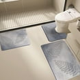 thumbnail image 5 of HYLLai Leaf Print Floor Mat Set 3-Piece, Absorbent Non-Slip Bathroom Rug, Toilet Kitchen Door Mat, Modern Home Decor, Easy Clean Polyester (Gray), 5 of 8