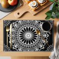 thumbnail image 2 of Black Boho Placemats Set of 12, Farmhouse Vintage Abstract Ethnic Floral Placemats for Dining Table, Place Mats for Kitchen Tabletop, Waterproof Wipeable Dining Table Mats Set, 2 of 9