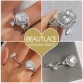 thumbnail image 4 of Beautlace Heart Wedding Engagement Rings Set,3.3 Carat AAAAA Cz Bridal Ring Set 925 Sterling Silver Heart Promise Band Ring for Women Her-Size 8, 4 of 13