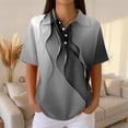 thumbnail image 3 of Women's Waffle Knit Polo Shirt Color Block Striped Collared Short Sleeve Relaxed Fit Casual Daily Office Summer Tops 2026, 3XL, 3 of 8