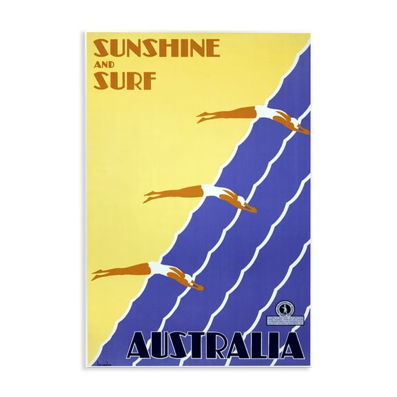 Stupell Industries Sunshine & Surf Australia People Painting Unframed Art Print Wall Art, 10 x 15