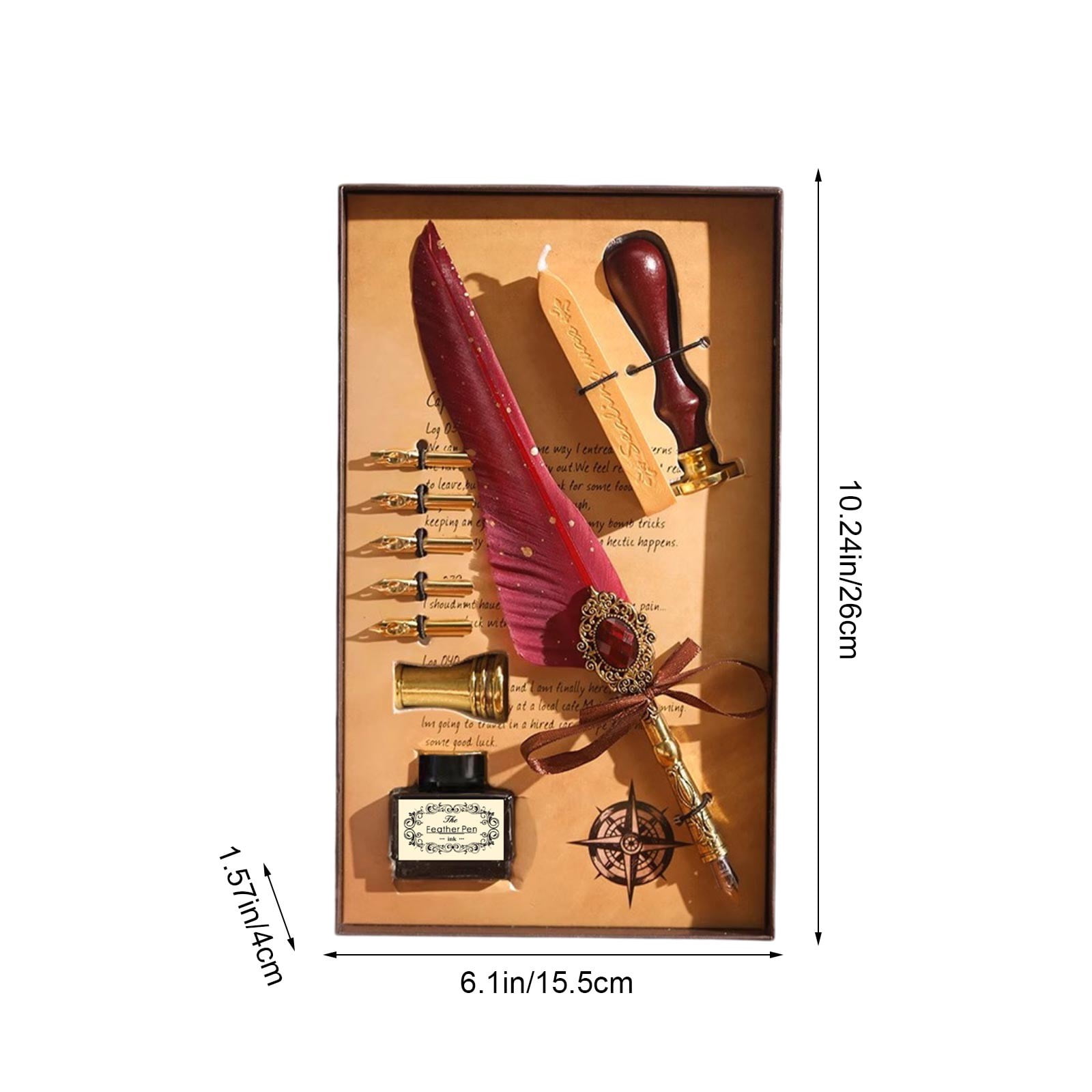 Xheghe Quill Pen Set with Ink, Nibs, Seals & Stand - Ideal for Calligraphy, Journaling & Gift-Giving