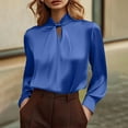thumbnail image 2 of Wensltd Women Trendy Shirts Summer Spring Casual Long Sleeve Blouses Loose Fit Soft Daily Satin Blouse for Women, 2 of 9