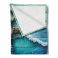 thumbnail image 2 of Ambesonne Nautical Fleece Throw Blanket Anchor Deep Ocean Life 60"x80" Sea Blue Amber Teal, 2 of 5