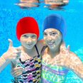 thumbnail image 2 of 4pcs Elastic Swim Caps Colored Swim Hat Comfortable Fabric Swimming Hat Non-slip Swimming Cap Lightw, 2 of 5