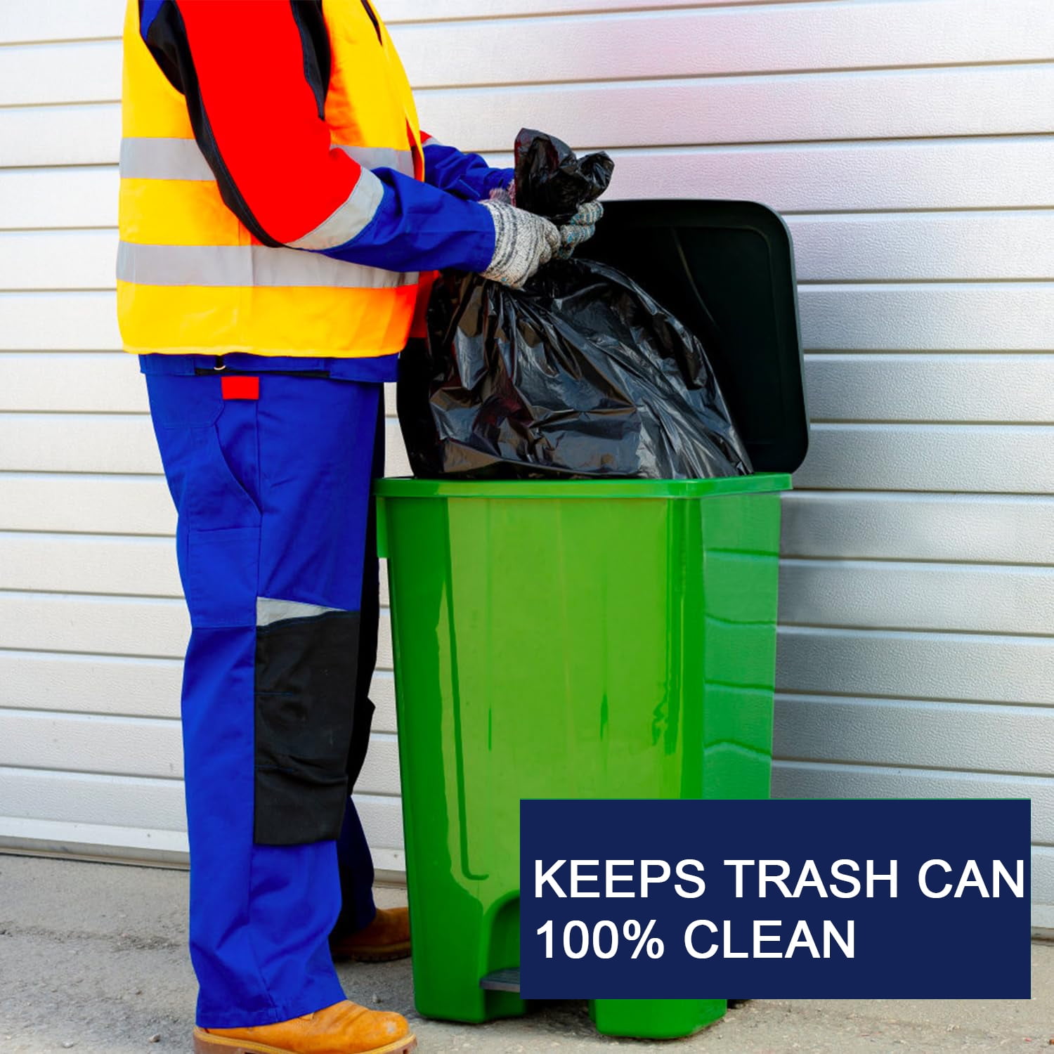 RW Clean 55 gal Black Plastic Trash Can Liner - Heavy-Duty, 1.5 mil - 100  count box