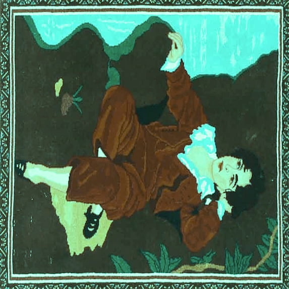 Ahgly Company Indoor Square Persian Turquoise Blue Traditional Area Rugs, 7' Square