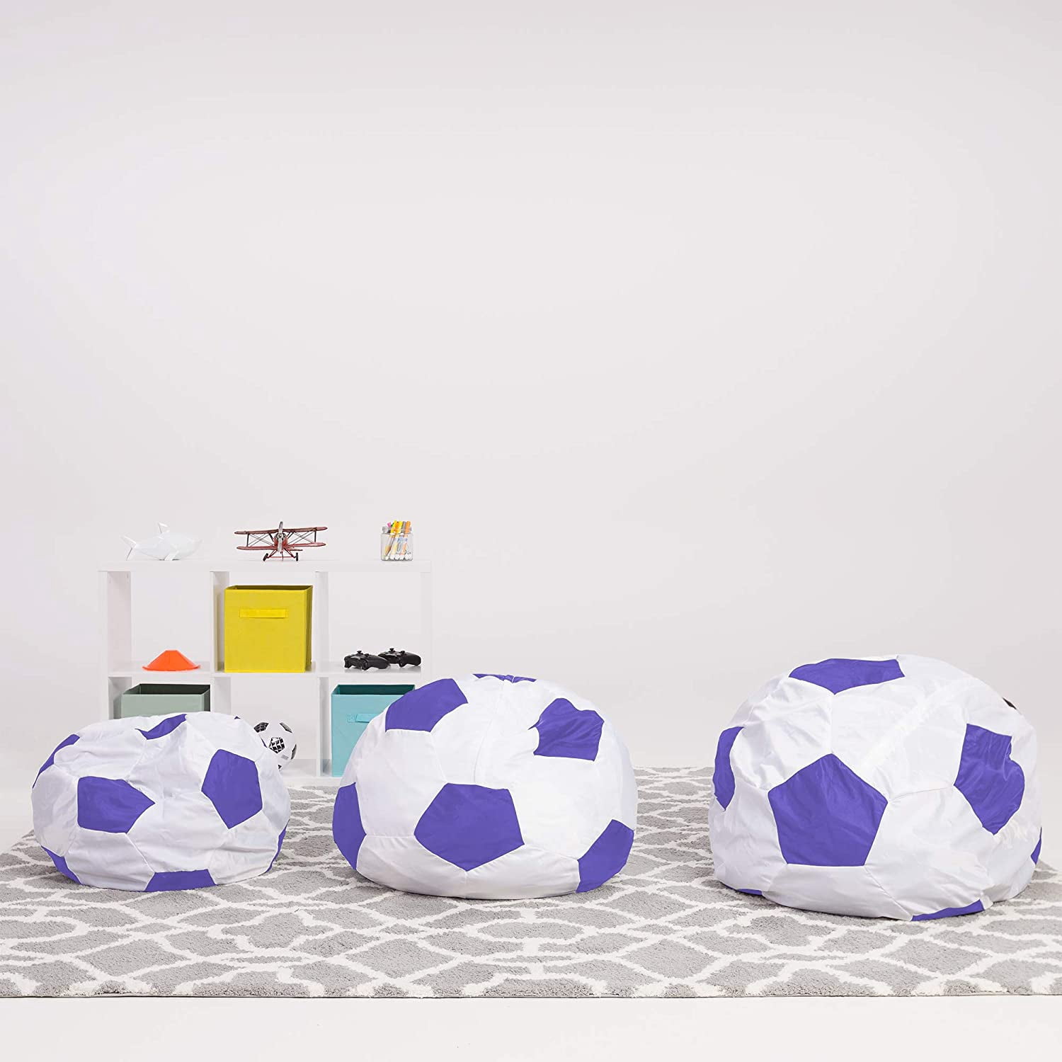 Posh Creations Bean Bag Chair, Kids, 3 ft, Purple Soocer Ball