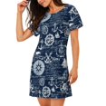 thumbnail image 2 of Kuqiui Sailing Cruises Nautical Pattern Women's Short-sleeved Nightgown,Casual Sleep A-line Sleepwear Comfy Sleepshirt,Cute Breathable Nightdress Ruffle - XX-Large, 2 of 7