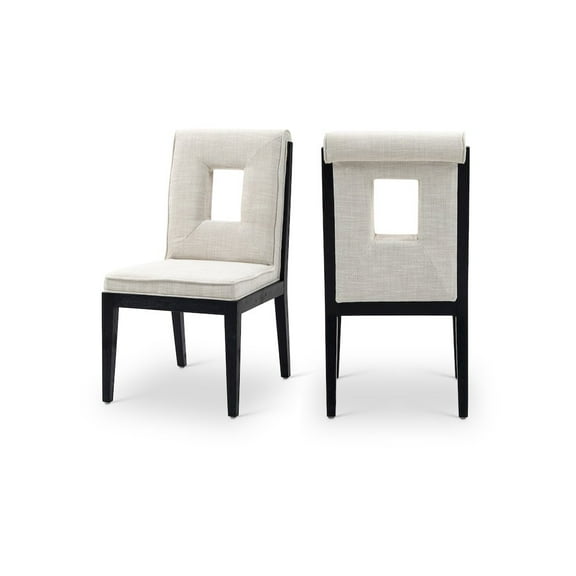 Meridian Furniture Gwendolyn Cream Linen Textured Dining Side Chair (Set of 2)