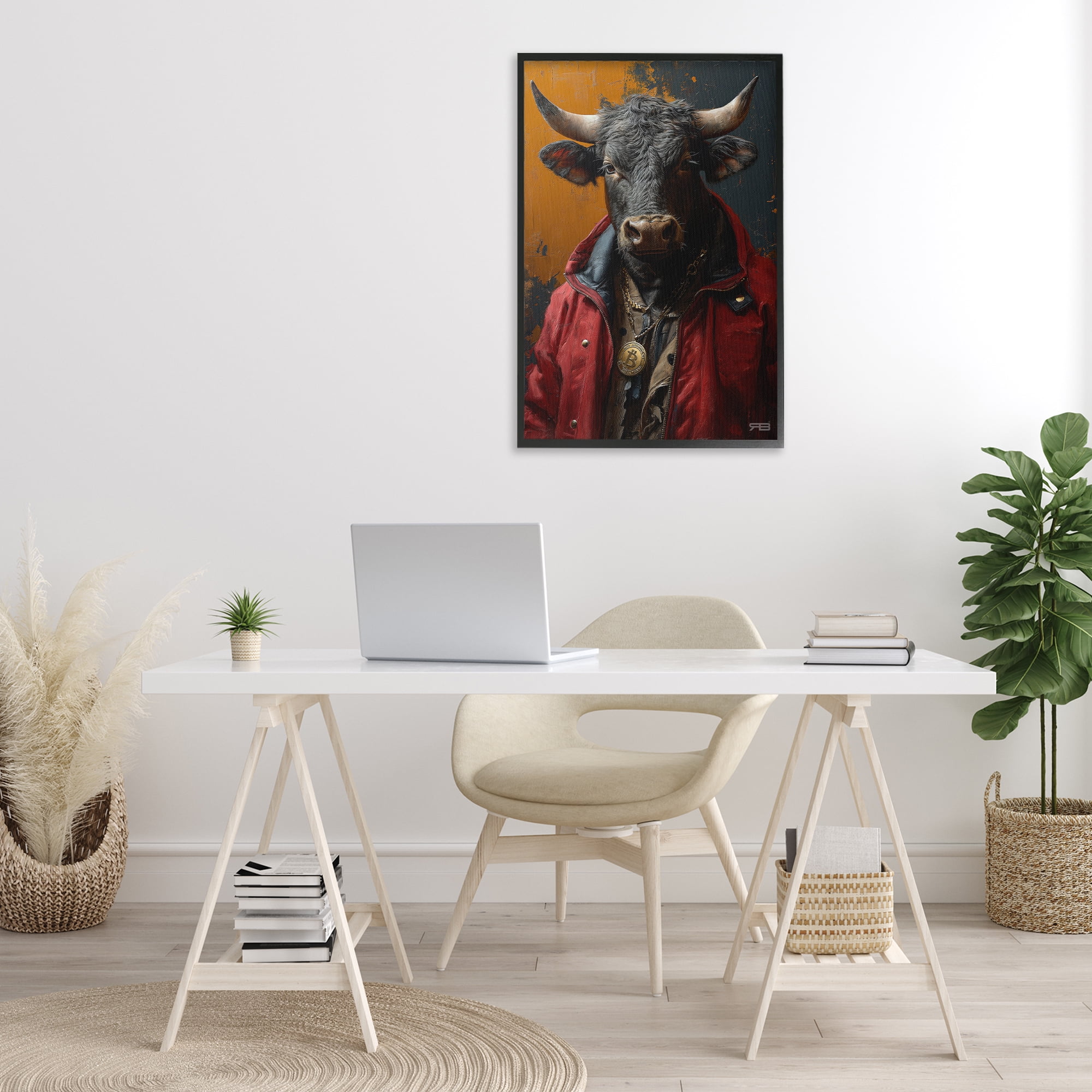 Stupell Industries Street Style Cattle Novelty Painting Black Framed Art Print Wall Art, 20 x 30