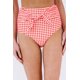thumbnail image 3 of ABPHQTO Braguitas de bikini de talle alto con lazo en la parte delantera y estampado a cuadros rojos para mujer, 3 of 5