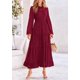 thumbnail image 4 of Vestido largo PRETTYGARDEN para mujer, otoño-primavera, punto suizo, rojo vino, 4 of 9