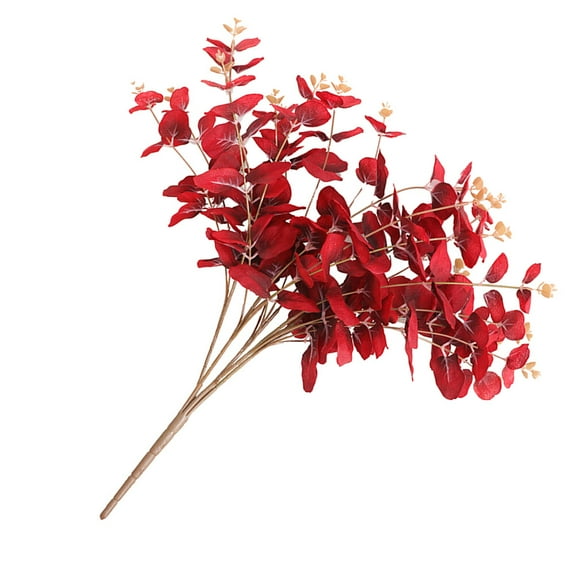 DEMACRIO 1Set Artificial Flowers For Decoration Eucalyptus Stems Red Silk For Home Wedding present