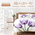 thumbnail image 6 of Purple Tulip Duvet Cover Set Full Size, Transparent Flower 4 Piece Soft Microfiber Bedding Set with 1 Duvet Cover, 1 Flat Sheet, 2 Pillowcases, 6 of 9