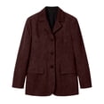 thumbnail image 5 of IUYRTFE Women Lapel Collar Solid Color Button Down Jacket with Pockets for Fall Winter Casual Daily Wear, 5 of 6