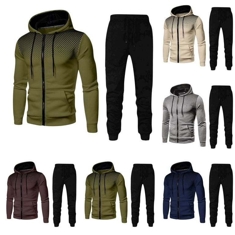 RMGVDSD Men's Casual Tracksuit Set Mens Piece Outfits Full-Zip