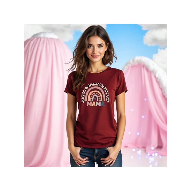 Playera Blusa De Mamá Estilo Arcoiris – Amor, Arcoíris y Corazones en Cada Suspiro Color Shedron Talla Chica Marca Emil SaEs