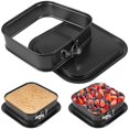 thumbnail image 3 of QUTETN Square Springform Pan Rectangle Cake Pan Leakproof Cake Pan Bakeware Rectangle Non-Stick Baking Pan Mold Leakproof Removable Bottom, 3 of 10