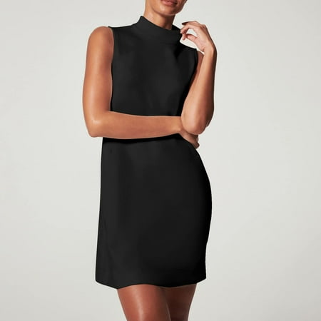 Baqcunre Sundresses For Women Dress For Women Summer Sleeveless Mock Neck Dress Casual A Line Tank Dress Sundress With Pockets Dresses For Women 2023 Corset Dress Black Dress XL