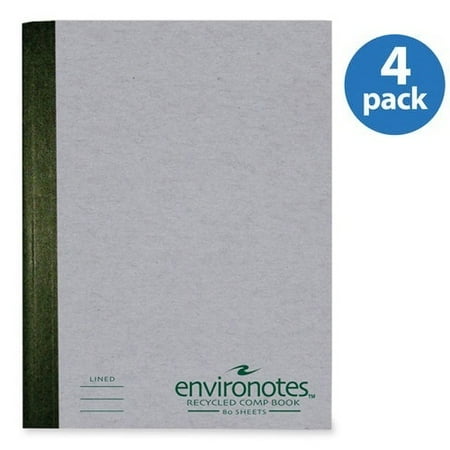 (4 pack) (4 Pack) ENVIRONOTES COMP 9.75"x7.5" COLLEGE RULED W/MARGIN GREY COV