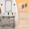 thumbnail image 3 of ChVans Farmhouse Bathroom Vanity with Sink & Faucet & Mirror, 36" Large Bathroom Vanity Cabinet Set with 3 Drawers and Sliding Barn Door, Freestanding Single Bath Storage Vanity Ceramic Sink,Grey, 3 of 8
