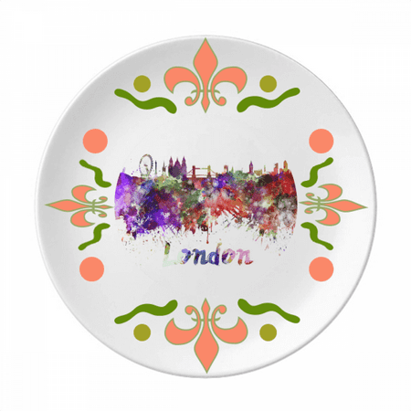 

London Britain City Watercolor Flower Ceramics Plate Tableware Dinner Dish