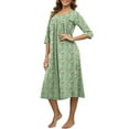 thumbnail image 2 of DreamFish Long Nightgowns for Women 3/4 Sleeve Sleepshirts Loungewear Pleated Casual Sleepwear Loose House Dress, 2 of 4