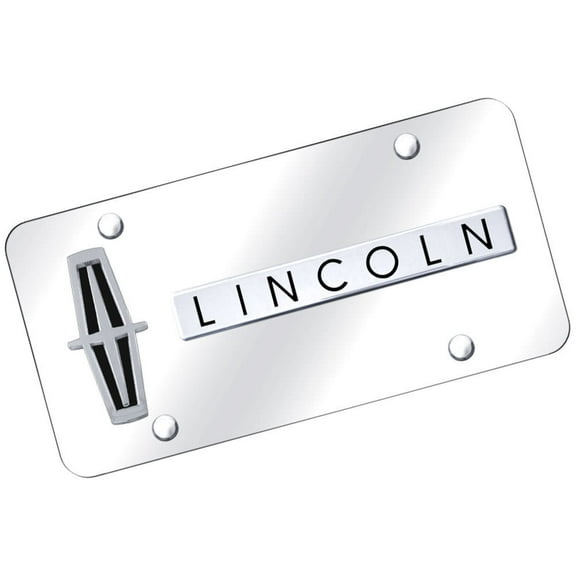Lincoln Dual Logo License Plate (Black On Chrome)