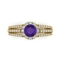 thumbnail image 2 of 1.76ct round cut purple natural amethyst 14k yellow gold halo Bridal Wedding Engagement Promise Anniversary Ring for Women size 9.75, 2 of 7
