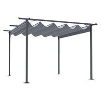 11.5' Patio Gazebo Pergola - Retractable Canopy - UV Resistant - Steel Frame - Gray
