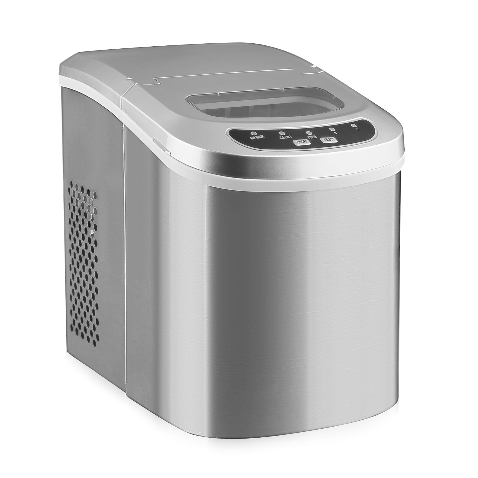 Kepooman 12kg / 24H Counter Top Stainless Steel Automatic Ice Cube Maker for Parties Mixed Drinks, Silver