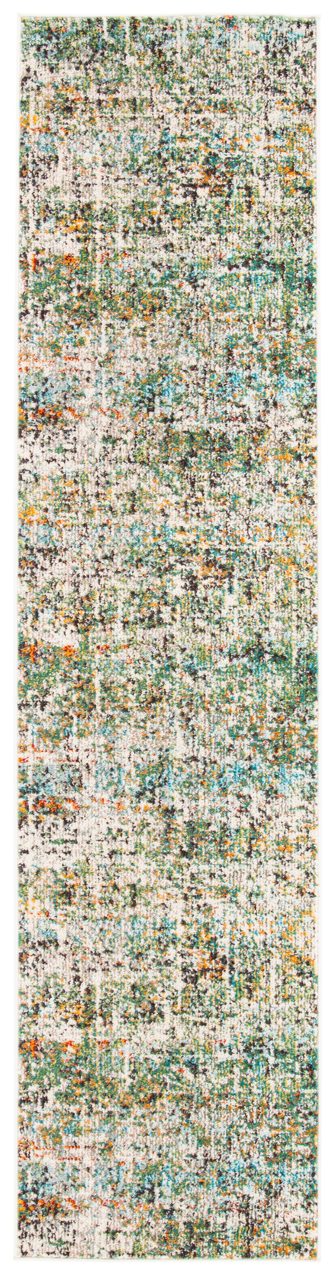 Safavieh Madison Rug Collection Contemporary Power Loomed Green/Turquoise Abstract Area Rugs, 2' x 8' Runner, Non-Slip Backing