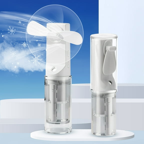 Handheld Misting Fan, Portable Fan Rechargeable, Personal Spray Water Mist Fan Quiet Desk Fan - 4 Speed Wind - Up to 10h Cooling & 1h Misting for Travel Home Office Men Women Kids (White)